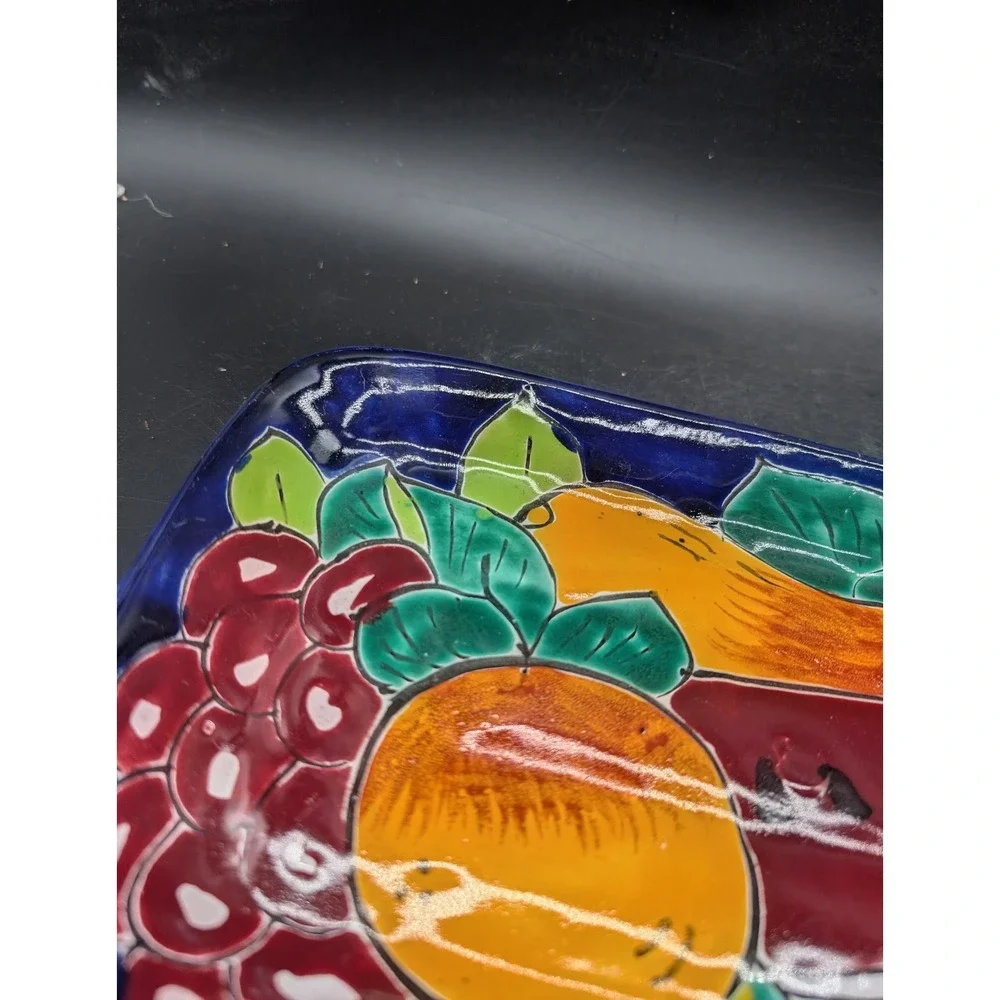 Mexican Talavera Serving Platter Hand Painted Lead Free Rectangular Tray 10